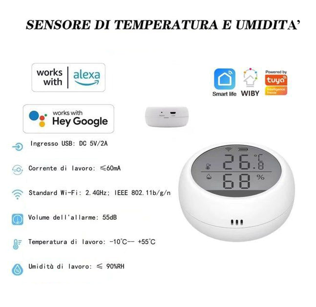 Sensore di Temperatura e Umidità WiFi Tuya