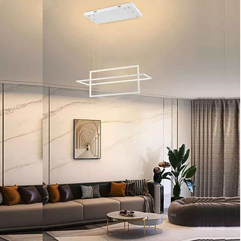 Lampadario A Due Quadranti Sospesa Bianca 56w Moderna A Led