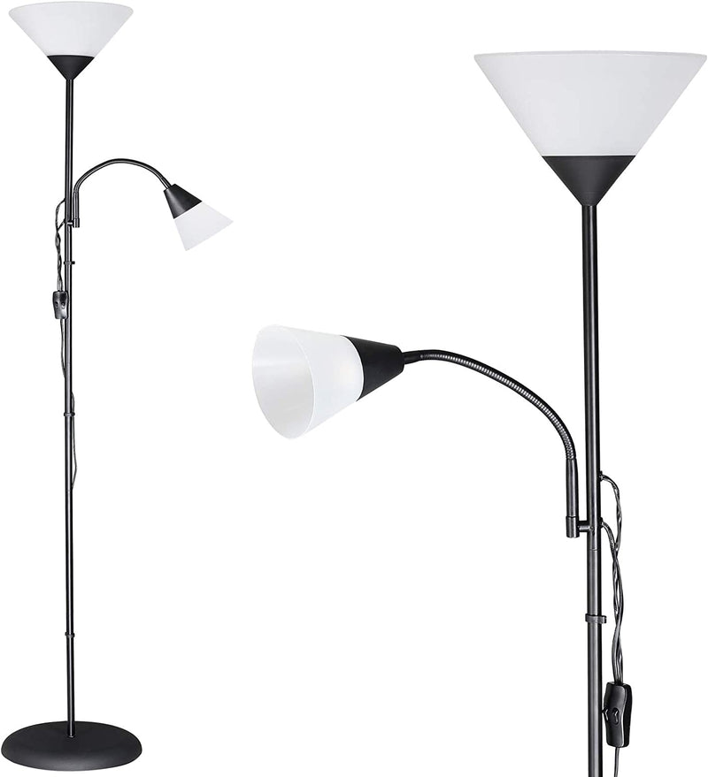 Piantana Lampada da Terra Pavimento E27 60W 2 Luci Braccio Regolabile Illuminazione a Stelo