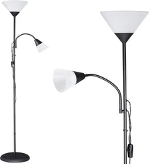 Piantana Lampada da Terra Pavimento E27 60W 2 Luci Braccio Regolabile Illuminazione a Stelo