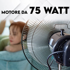 Ventilatore a Piantana Potente 5 Pale in Metallo 75W Oscillazione 3 Velocità