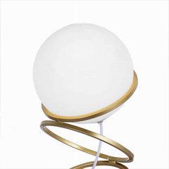 Lampada Da Tavolo Minimalista Lume In Metallo Bronzo Con Sfera In Vetro