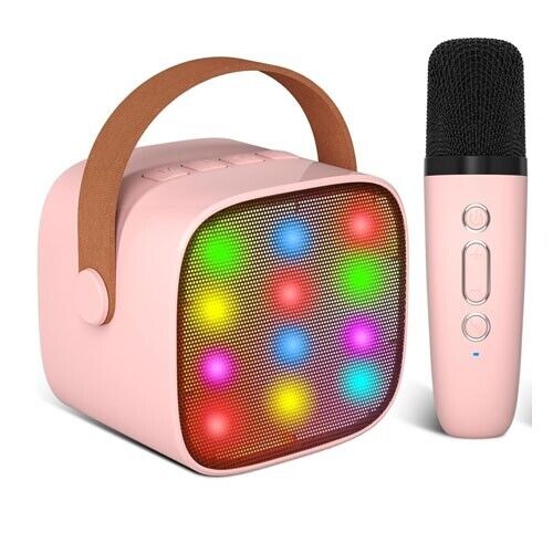 Mini Karaoke Mini Bluetooth con Microfono senza filo Luci Led Adulti e Bambini