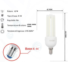 Lampadina Led a U Opaca 12W E14