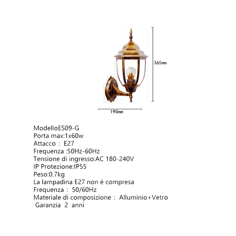 Applique Esterno A Led E27 Ip45