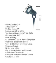 Faretto Led Nero Da Giardino Esterno Attacco Gu10 Con Picchetto Orientabile - INmille