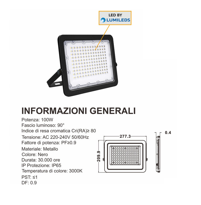 Faretto Proiettore Led 100W Ip65 - INmille