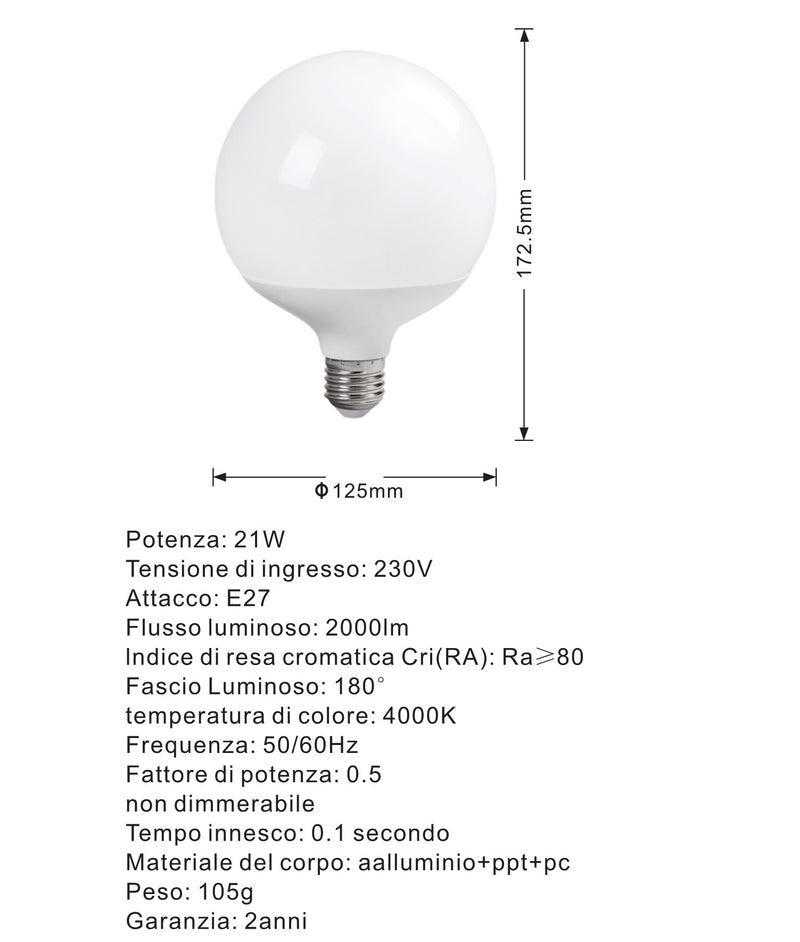 Lampadina Led A Sfera 21W - INmille