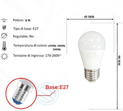 Lampadina Led 8W E27 G45