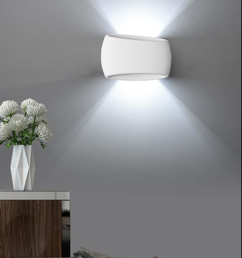 Applique In Gesso Bianco Led Curvo