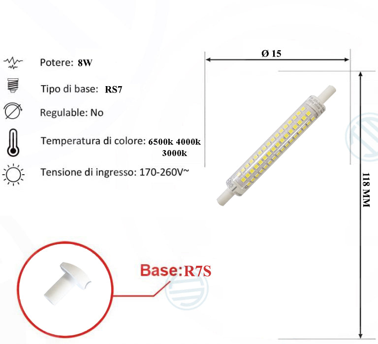 Lampadina Led 8W R7S - INmille