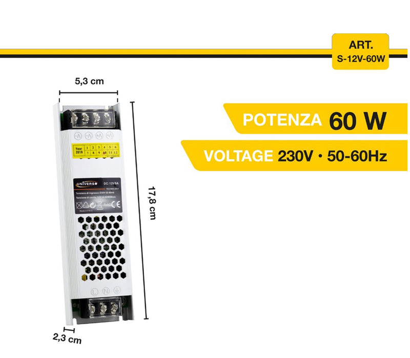 Trasformatore Alimentatore Universale 24V 12.5A 60W