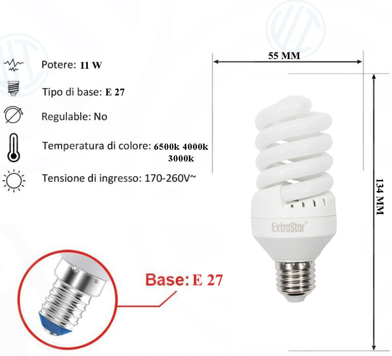 Lampadina Led a Spirale Opaca 11W E27