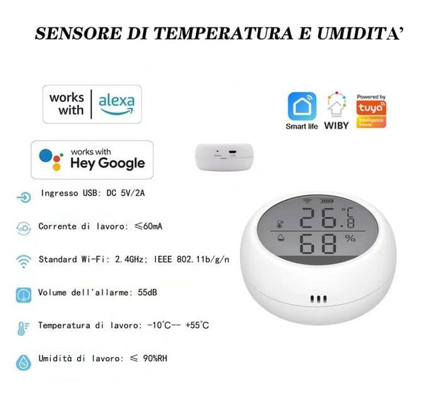 SENSORE DI TEMPERATURA E UMIDITA' WSD400B - WIBY - Smart Home