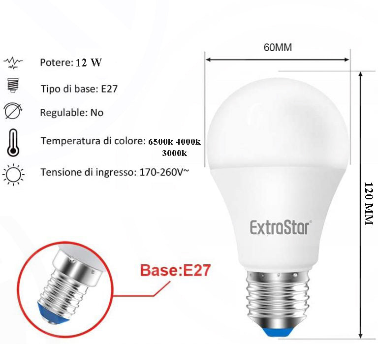 Lampadina Led E27 12W A60 - INmille