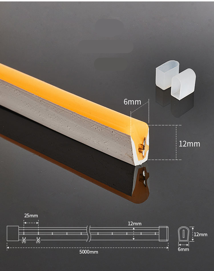 Striscia Strip Led Neon Flex Modellabile 5 Metri Dc12v Impermeabile Es