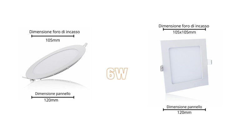 Pannello Led Faretto Da Incasso Da 3w 6w 12w 18w 24w Quadrato Tondo Ultra Slim