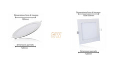 Pannello Led Faretto Da Incasso Da 3w 6w 12w 18w 24w Quadrato Tondo Ultra Slim