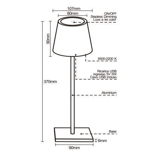 Lampada Da Tavolo Touch Led Moderna Ricaricabile Bar Hotel Ristorante Scrivania