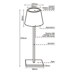 Lampada Da Tavolo Touch Led Moderna Ricaricabile Bar Hotel Ristorante Scrivania